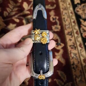 Brighton Black and Silver Belt with Gold Accents